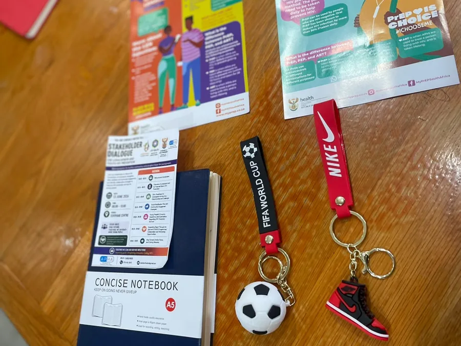 HIV prevention information materials at a community dialogue