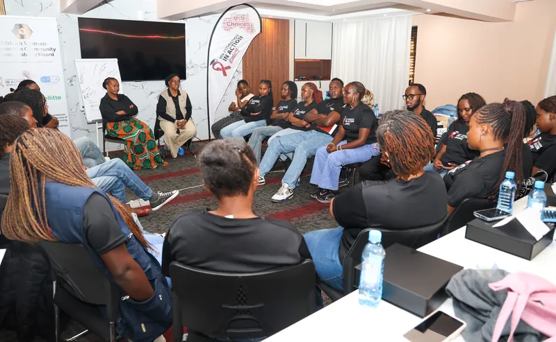 An advocate speaking with the community