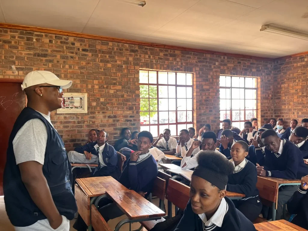 Jordan speaking with learners about HIV prevention choice